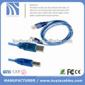 De alta velocidad de color azul transparente usb 2,0 am a la impresora cable de 15 pies